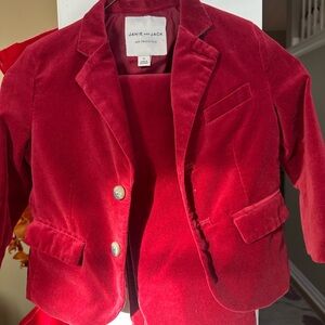 Boys Janie and Jack Rich Red Velvet Blazer and matching velvet pants